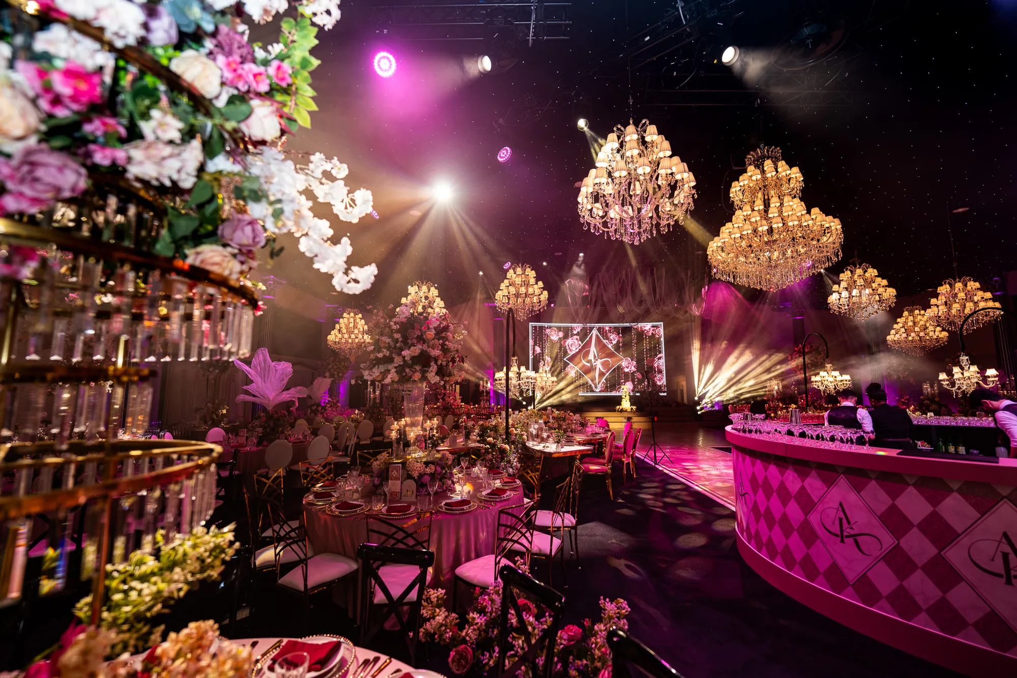 Dallas Burston Polo Club, Pink, gold and crystal, wall to wall