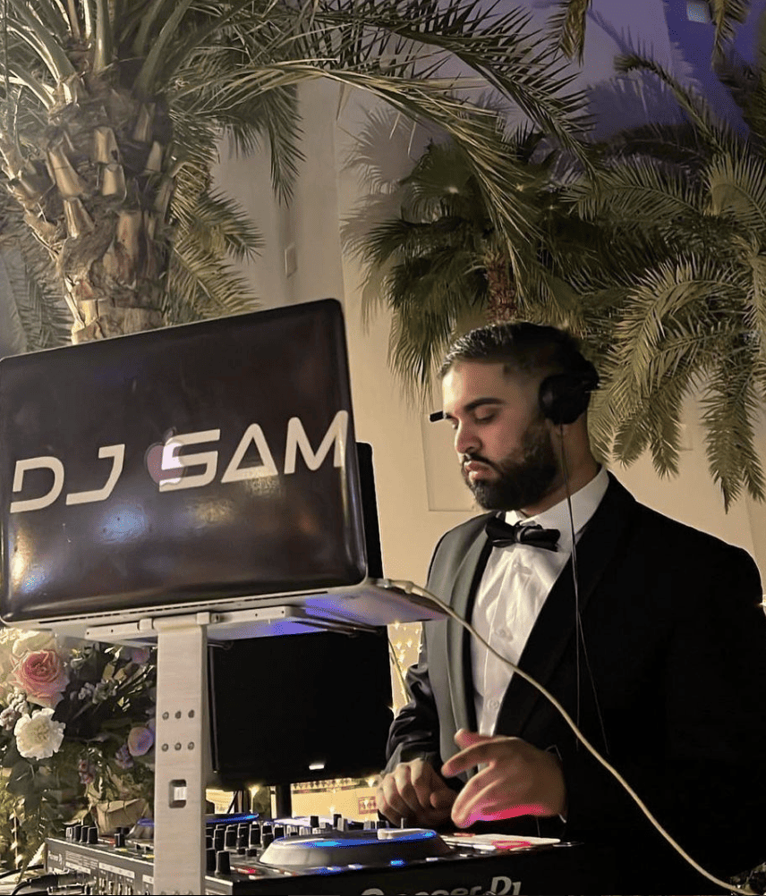 DJ Sam performing at a Kudos Music wedding