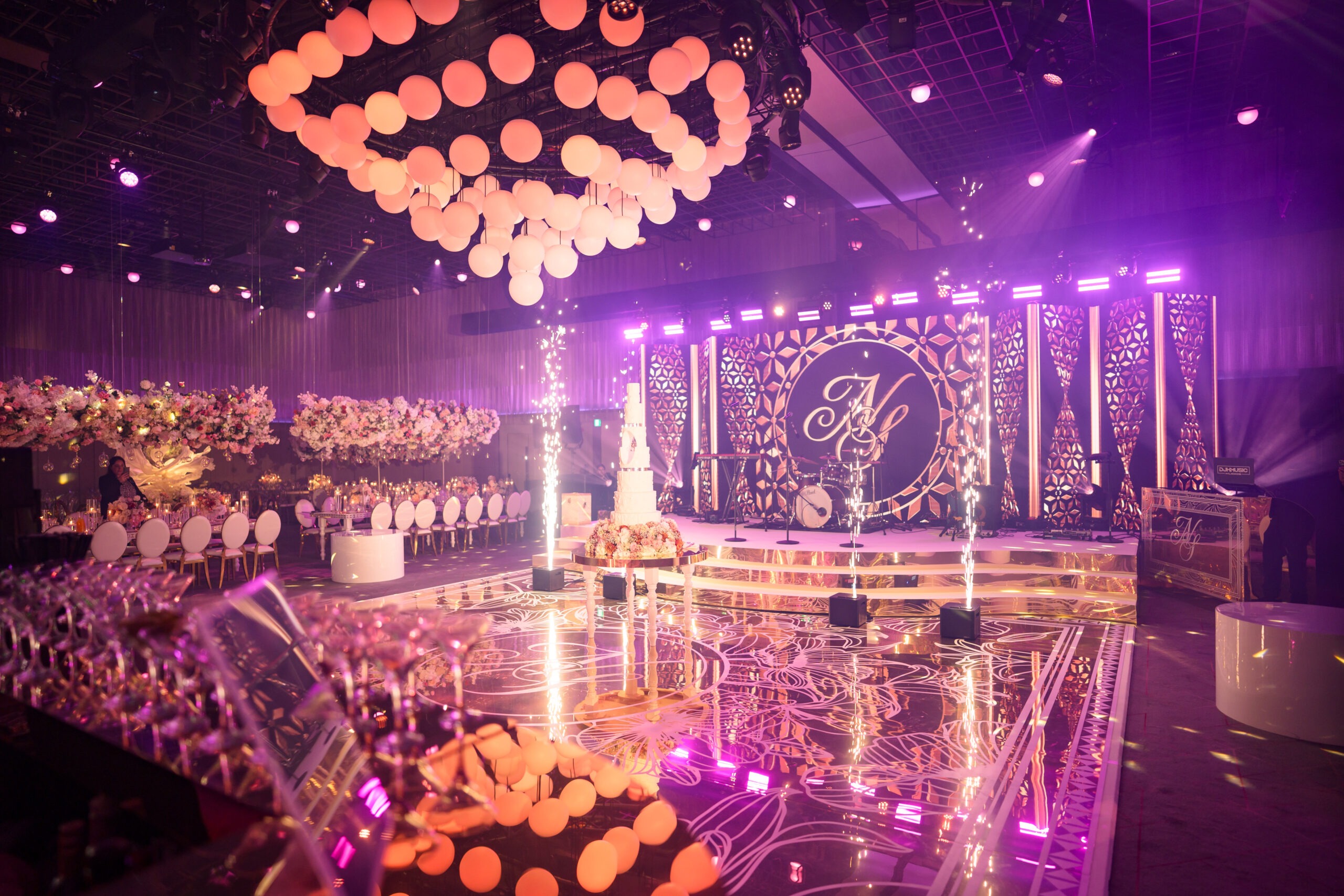 A five-star wedding reception at The Londoner, production by Kudos Music